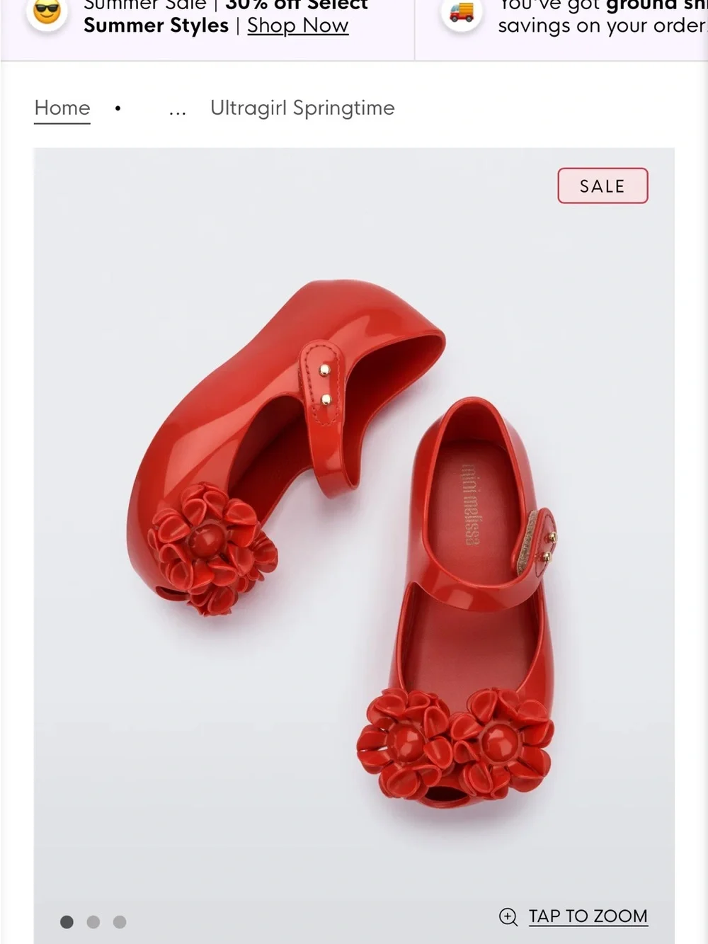 Mini Melissa Red Ultragirl Flower Mary Jane Kids Shoes